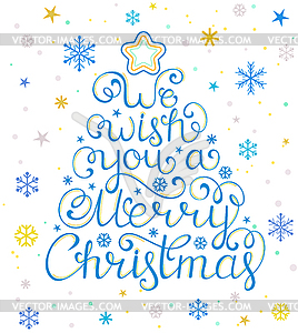 Christmas card with tree and snowflakes - color vector clipart