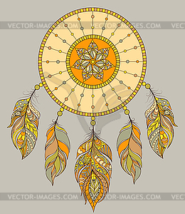 Dream catcher on gray background - vector clipart