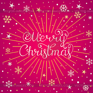 Christmas inscription with gold rays - vector clipart / vector image