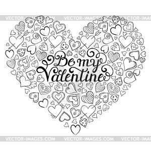 Valentines card with hearts - white & black vector clipart