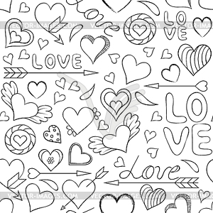 Seamless pattern with hearts - vector image