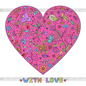 Floral valentines heart - royalty-free vector clipart