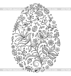Floral easter egg - vector image
