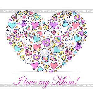 Colorful card with hearts - vector clip art