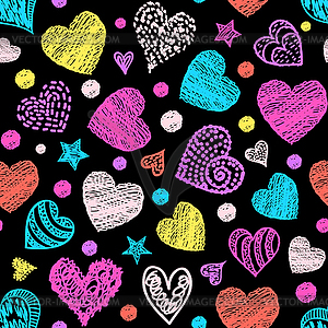 Pattern with colorful hearts - vector image