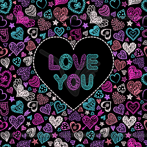 Valentine`s card with colorful hearts - vector clipart