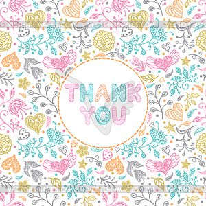 Floral thank you card - color vector clipart