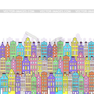 Pattern with colorful building - vector image