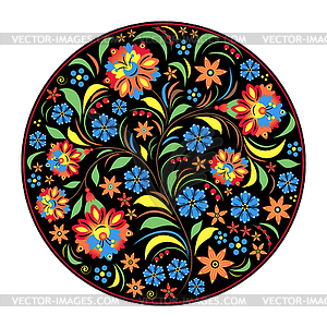 Traditional russian floral ornament - color vector clipart