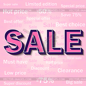 Word sale on pink background - vector clip art