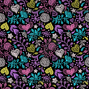 Floral seamless pattern - color vector clipart