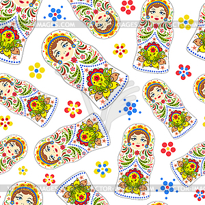 Seamless pattern with russian dolls - vector clipart