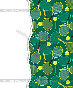 Шаблон с теннисными ракетками и мячами - векторный рисунок