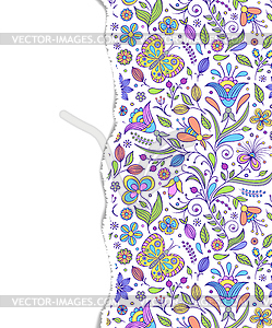 Floral pattern with torn paper - vector clipart