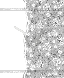 Floral pattern with torn paper - vector image