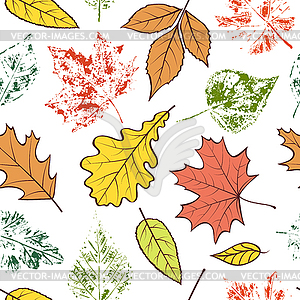 Pattern with autumn leaves - vector clipart