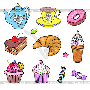 Set of various sweets - vector clipart