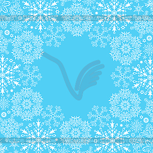 Winter card with white snowflakes - vector clip art