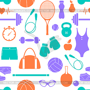 Pattern with fitness equipment - vector EPS clipart