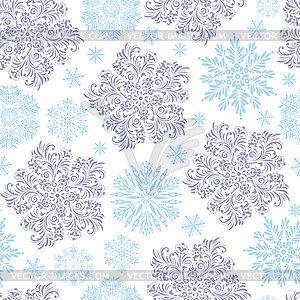 Pattern with snowflakes - vector image