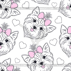 Pattern with head of dog - vector image