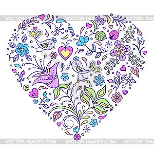 Floral valentines heart - vector clipart