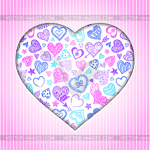 Valentines card with hearts - vector clip art