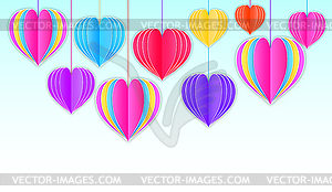 Background with paper hearts - vector clip art