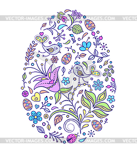 Floral easter egg - vector image