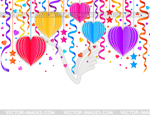 Background with paper hearts - vector clip art