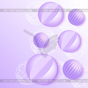 3d balls on violet background - vector clipart
