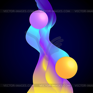 3 d balls and colorful waves - vector clip art