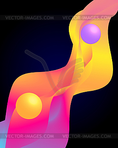 3 d balls and colorful waves - vector clipart / vector image