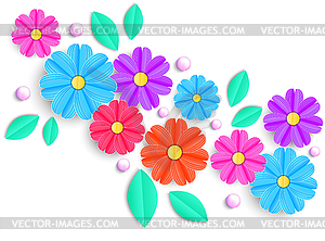 Flowers,leaves and beads - vector clipart