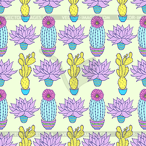 Pattern with cactuses - vector clipart