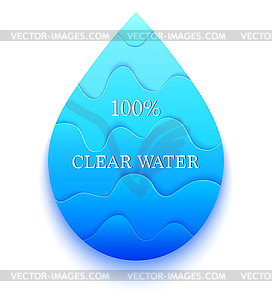 Blue paper water drop - vector image