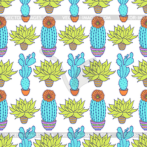 Pattern with cactuses - vector image