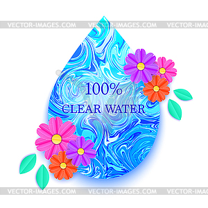 Blue water drop - vector image