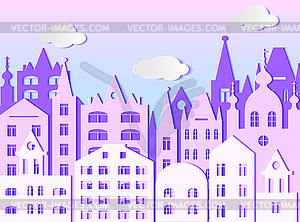 Big city and clouds - royalty-free vector clipart