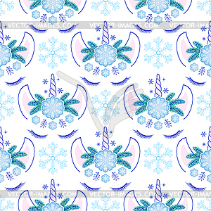 Unicorns and snowflakes - vector EPS clipart