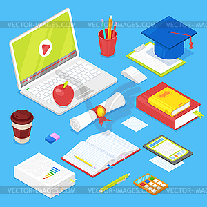 Set of student accsessories - royalty-free vector clipart