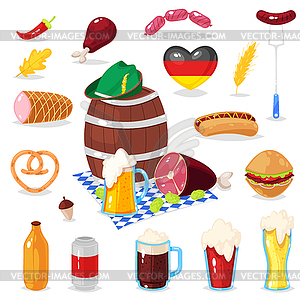 Cartoon elements of Oktoberfest beer festival - vector clipart