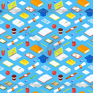 Seamless pattern of student accsessories - vector image