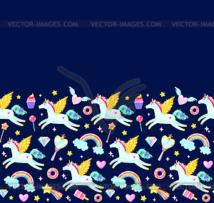 Seamless pattern with unicorns - vector EPS clipart