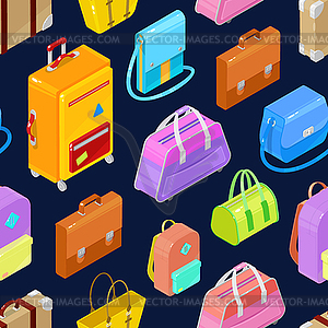 Pattern of colorful isometric bags - vector clipart