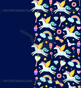 Seamless pattern with unicorns - vector image