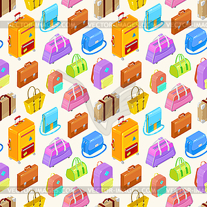 Pattern of colorful isometric bags - vector image