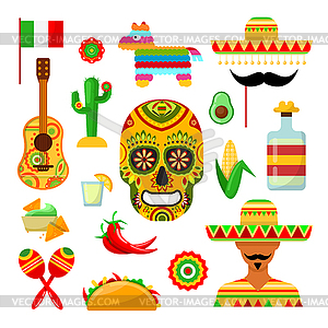 Traditional Mexican attributes - vector clip art