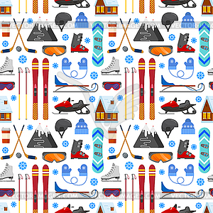 Pattern with winter equipment - vector clipart