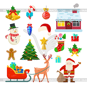 Набор рождественских украшений - клипарт в векторном формате